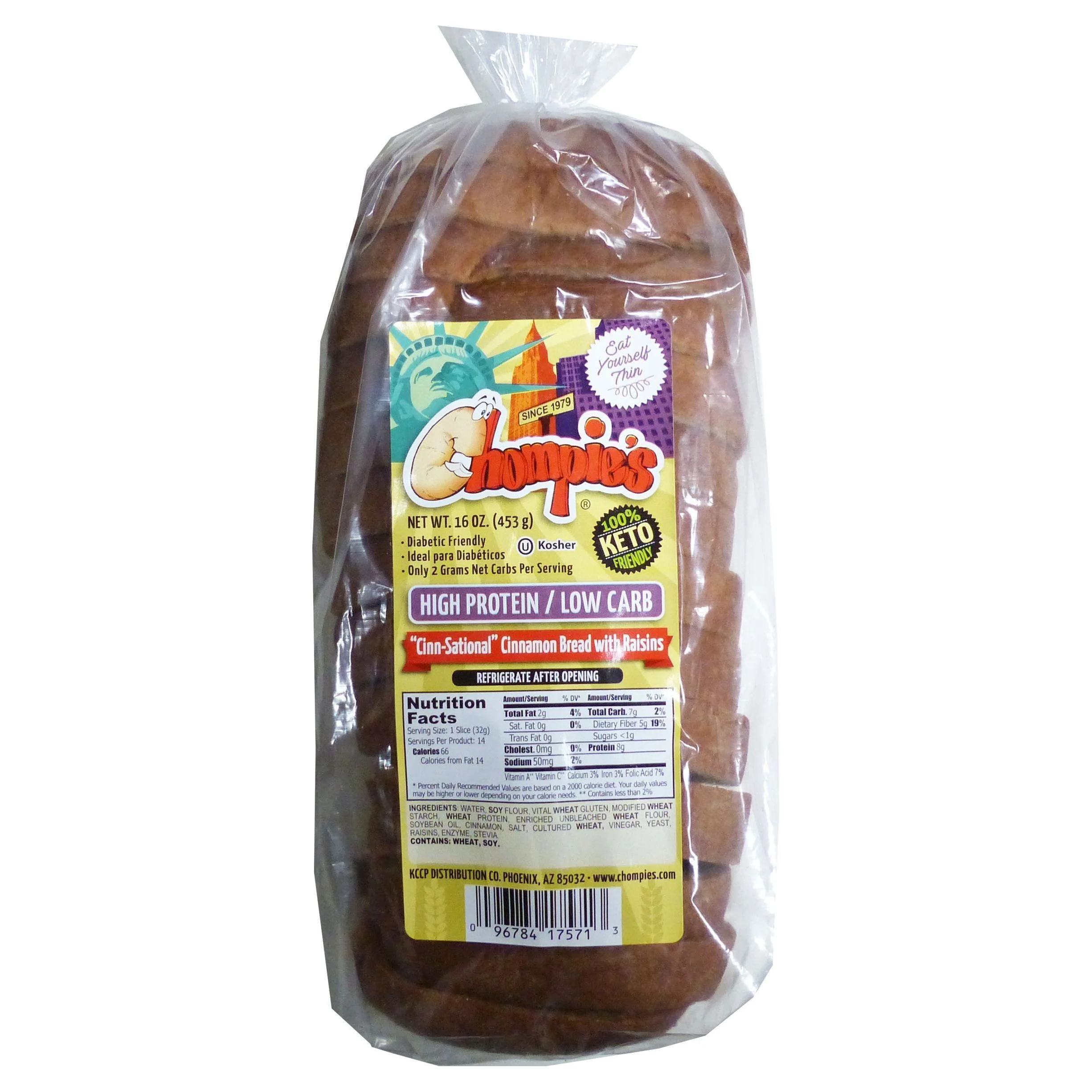 Chompies - Low Carb High Protein Bread - Cinnamon with Raisins - 16 oz bag - Image 3