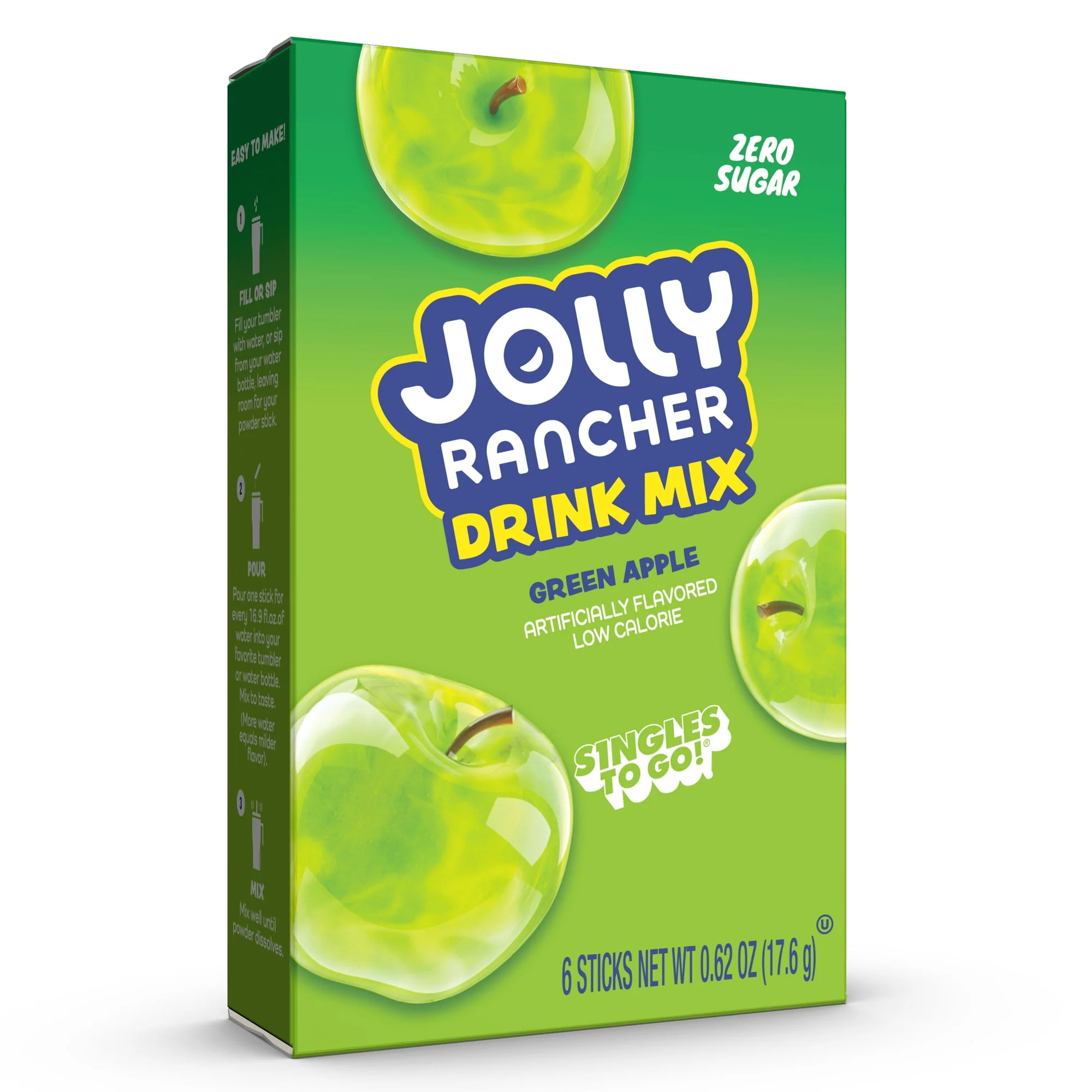 Jolly Rancher Zero Sugar Singles-to-Go - Green Apple - 6 sticks